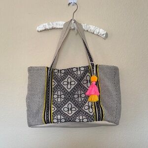 Thread & Supply Gray Tote with Pink and Yellow Accents